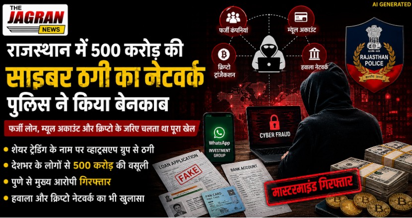 राजस्थान में 500 करोड़ की साइबर ठगी का भंडाफोड़: व्हाट्सएप ग्रुप से फंसाते थे निवेशक, पुणे से मास्टरमाइंड गिरफ्तार
