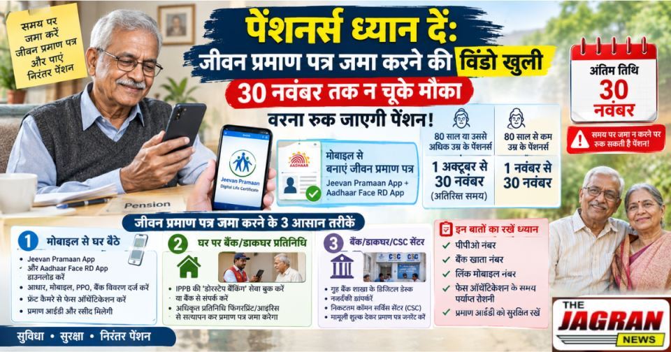 पेंशनर्स ध्यान दें: जीवन प्रमाण पत्र जमा करने की विंडो खुली, 30 नवंबर तक न चूके मौका वरना रुक जाएगी पेंशन!